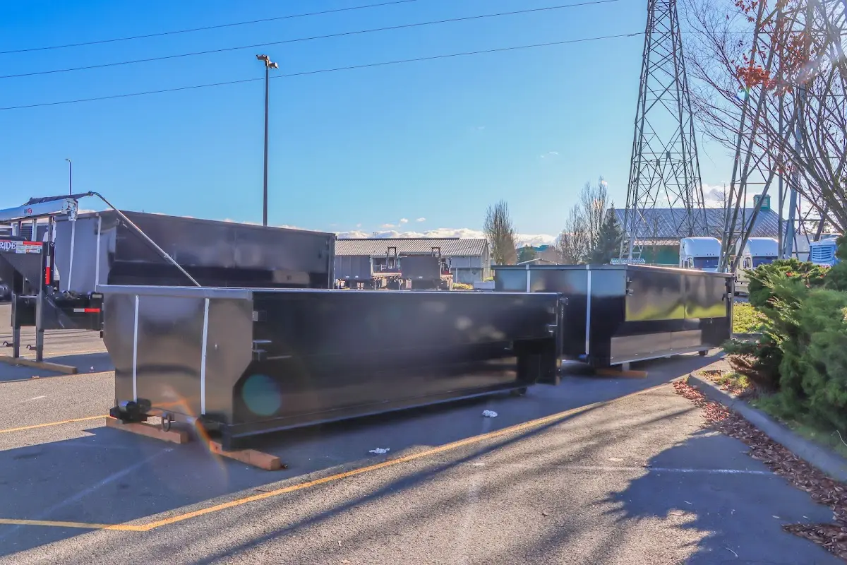 Roll-off dumpster ready for waste disposal at job site for Roll Off Dumpster Rental in Cranford